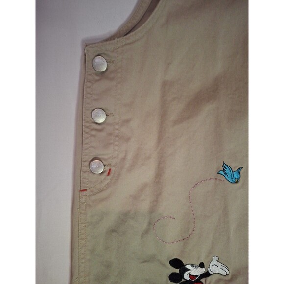 VTG MICKEY Unlimited Jerry Leigh Khaki Embroidered Overall Dress Size S - Picture 3 of 10